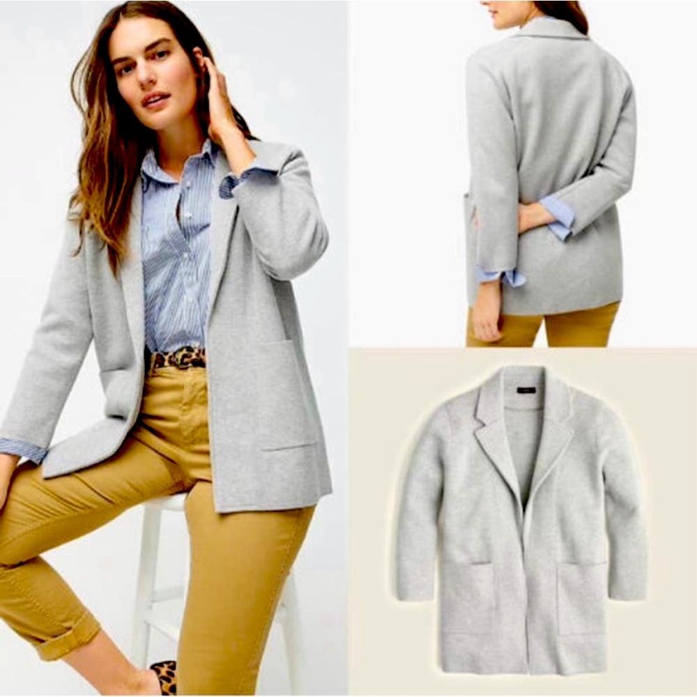 J Crew Sophie J0244 Gray Open Front Sweater Blazer M